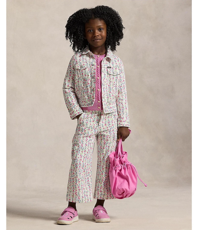 Polo Ralph Lauren Little Girls Long Sleeve Floral Canvas Trucker Jacket