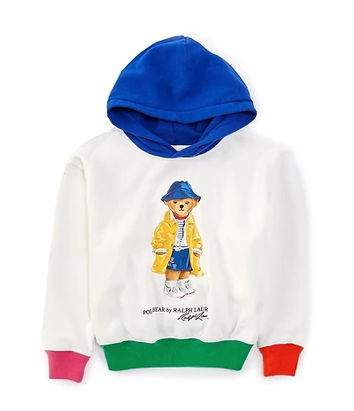 Polo Ralph Lauren Little Girls Long Sleeve Polo Bear Graphic Fleece Hoodie