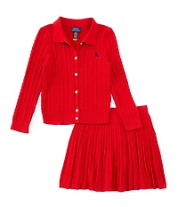 Polo Ralph Lauren Little Girls Long Sleeve Polo Cardigan & Skirt Set