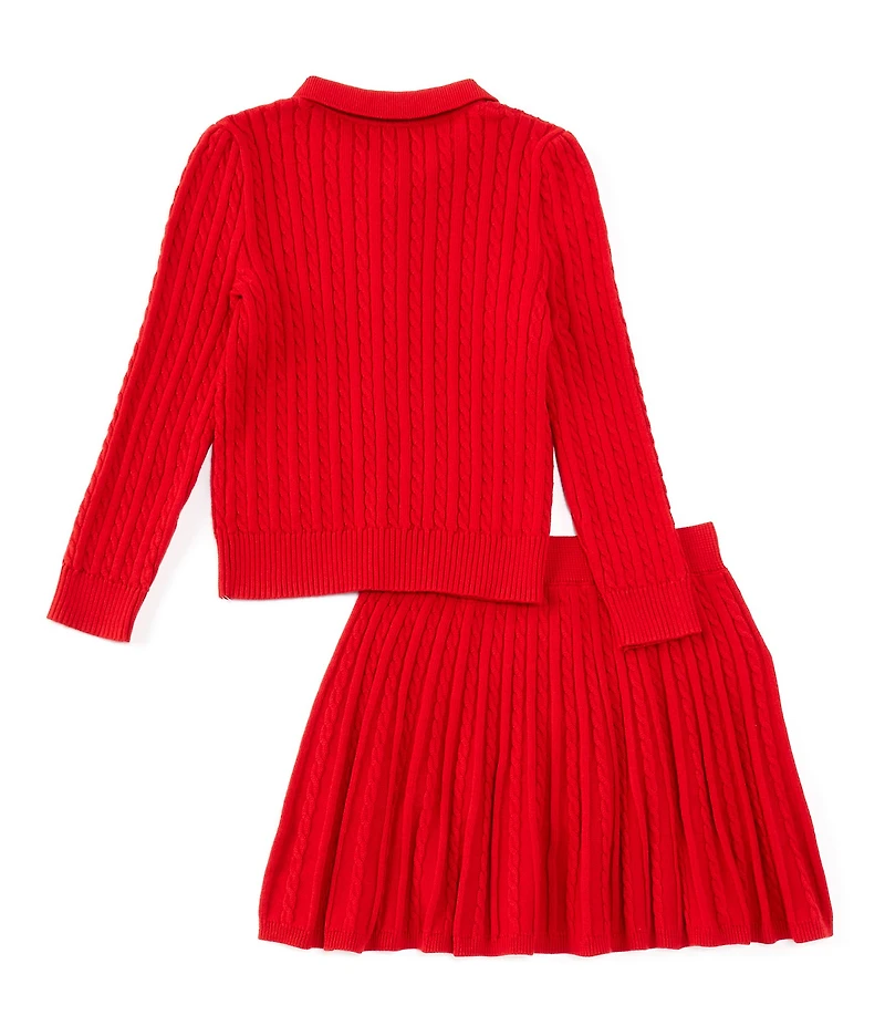 Polo Ralph Lauren Little Girls Long Sleeve Polo Cardigan & Skirt Set