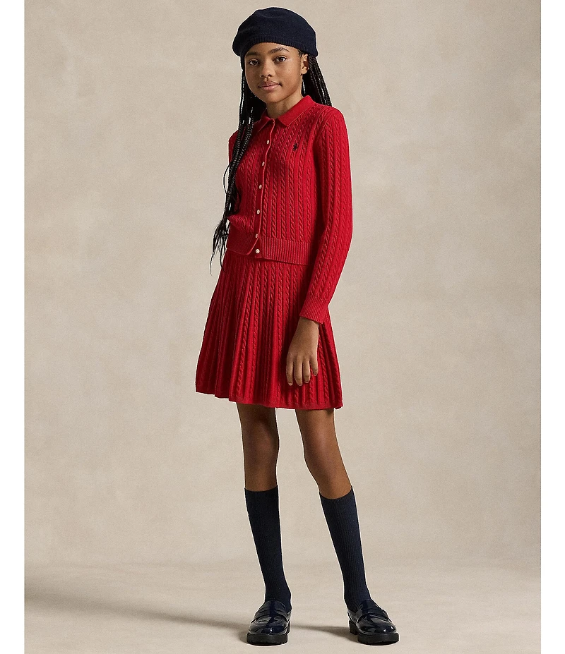 Polo Ralph Lauren Little Girls Long Sleeve Polo Cardigan & Skirt Set