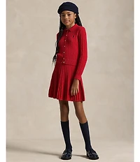 Polo Ralph Lauren Little Girls Long Sleeve Polo Cardigan & Skirt Set