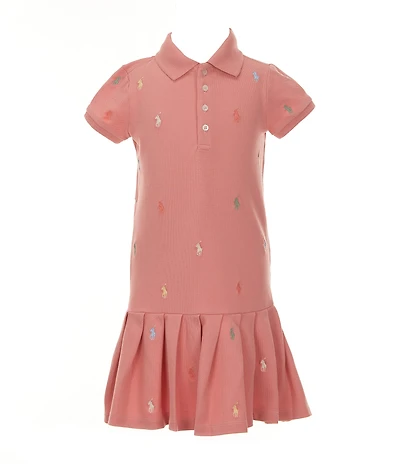 Polo Ralph Lauren Little Girls Short-Sleeve Polo Pony Stretch Mesh Drop-Waist Dress
