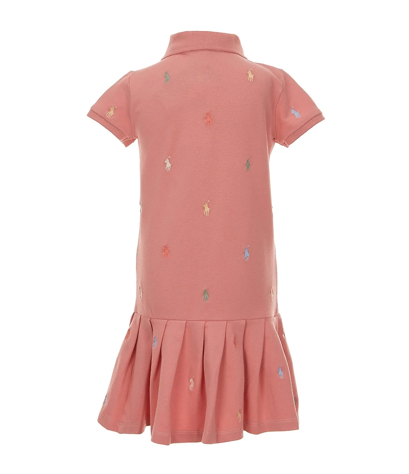 Polo Ralph Lauren Little Girls Short-Sleeve Polo Pony Stretch Mesh Drop-Waist Dress