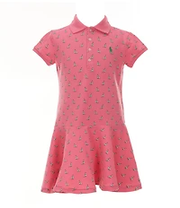 Polo Ralph Lauren Little Girls Short Sleeve Sailboat-Printed Stretch Mesh Polo Dress