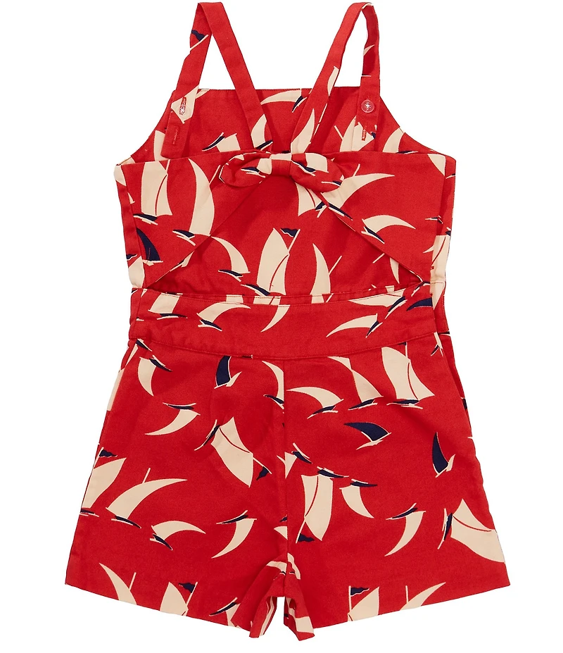 Polo Ralph Lauren Little Girls Sleeveless Sailboat-Print Canvas Romper