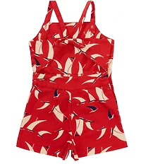 Polo Ralph Lauren Little Girls Sleeveless Sailboat-Print Canvas Romper