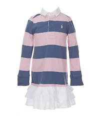 Polo Ralph Lauren Little Girls Striped Rugby Drop-Waist Jersey Dress
