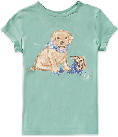 Polo Ralph Lauren Little Girls Cap Sleeve Dog-Print Jersey T-Shirt