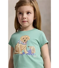Polo Ralph Lauren Little Girls Cap Sleeve Dog-Print Jersey T-Shirt