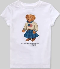 Polo Ralph Lauren Little Girls Cap Sleeve Skirted Polo Bear Jersey T-Shirt