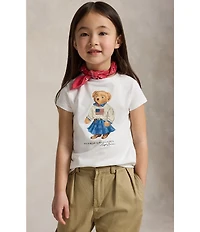 Polo Ralph Lauren Little Girls Cap Sleeve Skirted Polo Bear Jersey T-Shirt
