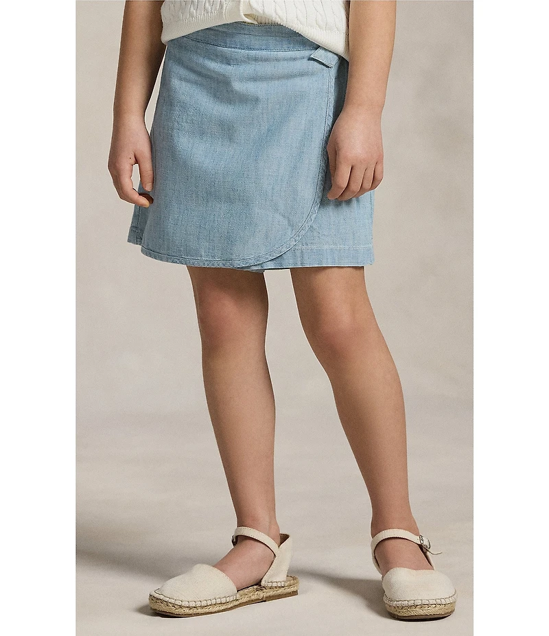 Polo Ralph Lauren Little Girls Chambray Faux-Wrap Skort