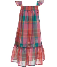 Polo Ralph Lauren Little Girls Flutter-Sleeve Madras Plaid A-Line Dress