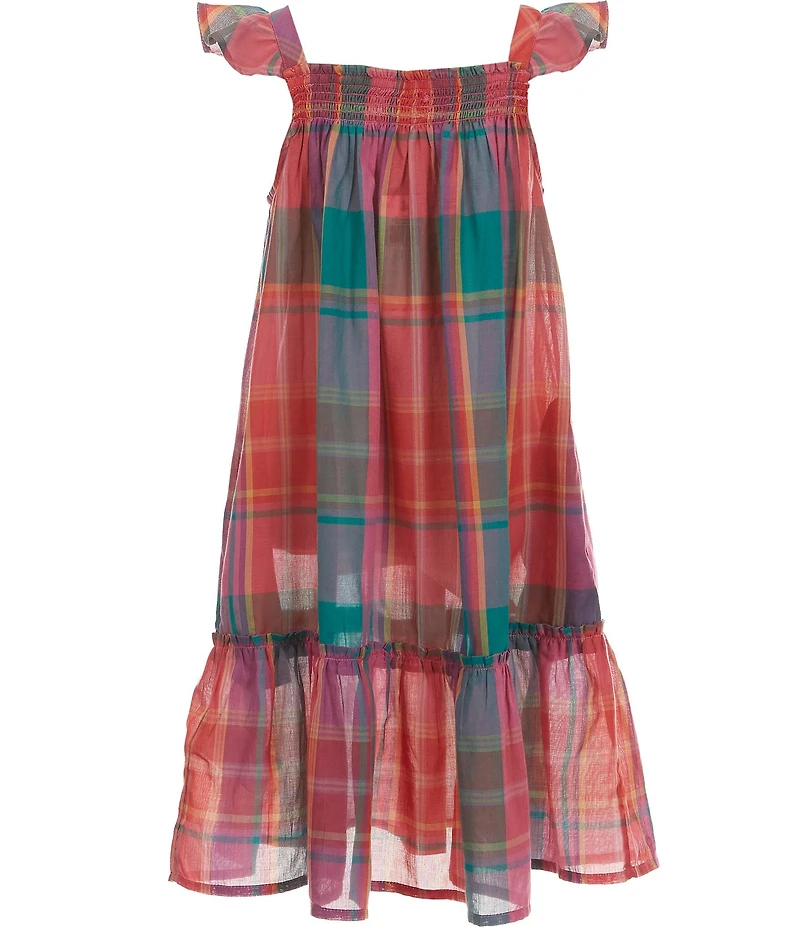 Polo Ralph Lauren Little Girls Flutter-Sleeve Madras Plaid A-Line Dress
