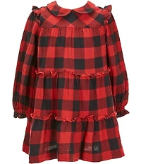 Polo Ralph Lauren Little Girls Long Sleeve Buffalo Check Ruffled Twill A-Line Dress