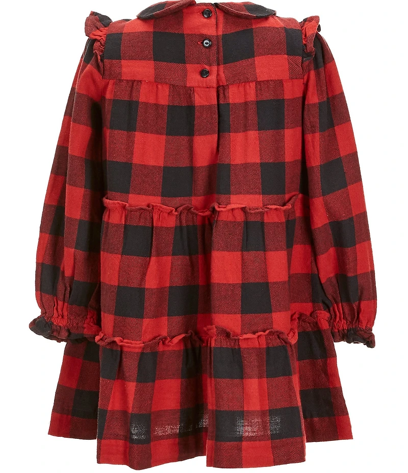 Polo Ralph Lauren Little Girls Long Sleeve Buffalo Check Ruffled Twill A-Line Dress