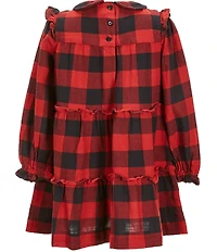 Polo Ralph Lauren Little Girls Long Sleeve Buffalo Check Ruffled Twill A-Line Dress