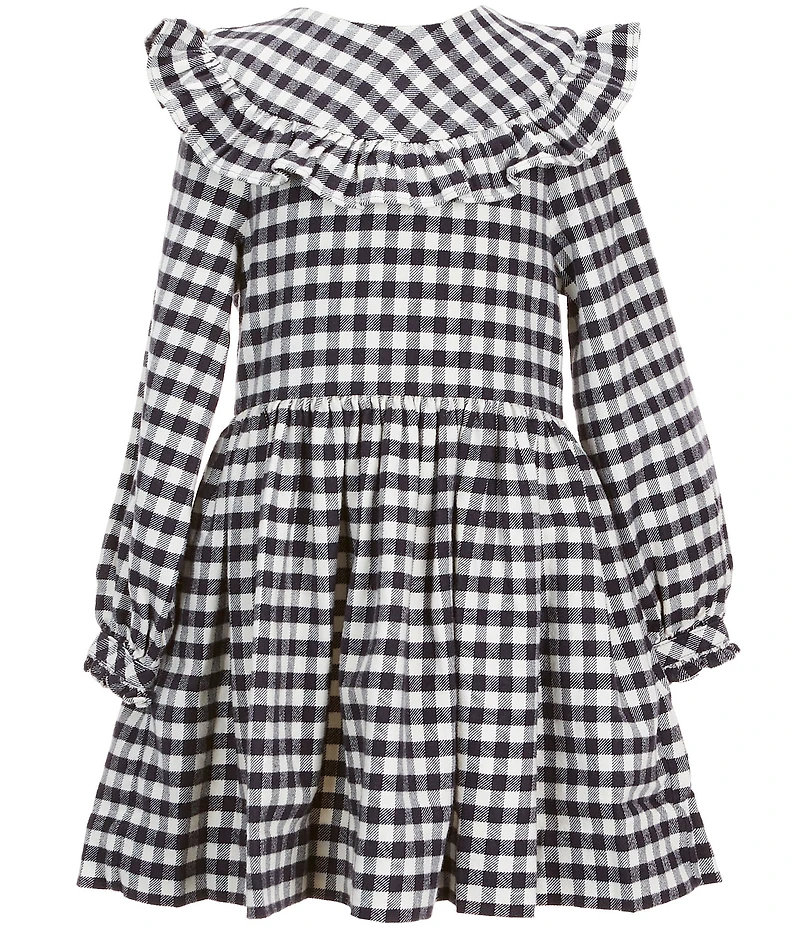 Polo Ralph Lauren Little Girls Long-Sleeve Buffalo Check Ruffled Twill Dress