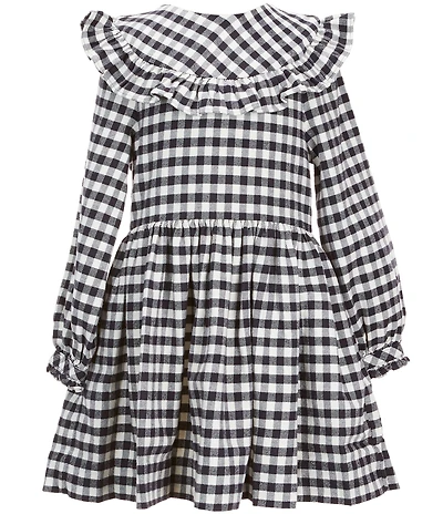 Polo Ralph Lauren Little Girls Long-Sleeve Buffalo Check Ruffled Twill Dress