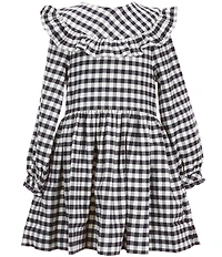 Polo Ralph Lauren Little Girls Long-Sleeve Buffalo Check Ruffled Twill Dress