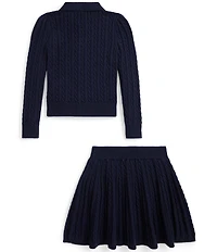 Polo Ralph Lauren Little Girls Long-Sleeve Cable Knit Cardigan & Matching Skirt Set