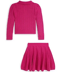 Polo Ralph Lauren Little Girls Long-Sleeve Cable Knit Cardigan & Matching Skirt Set