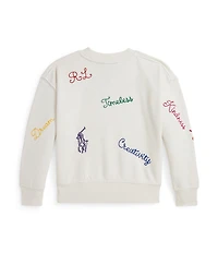 Polo Ralph Lauren Little Girls Long-Sleeve Embroidered Fleece Sweatshirt