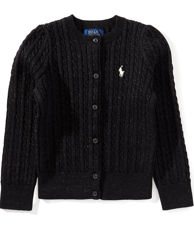 Polo Ralph Lauren Little Girls Long-Sleeve Metallic Mini-Cable Cardigan