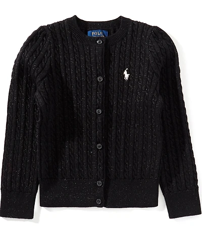 Polo Ralph Lauren Little Girls Long-Sleeve Metallic Mini-Cable Cardigan