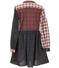 Polo Ralph Lauren Little Girls Long Sleeve Mixed Media Plaid Poplin Shirtdress