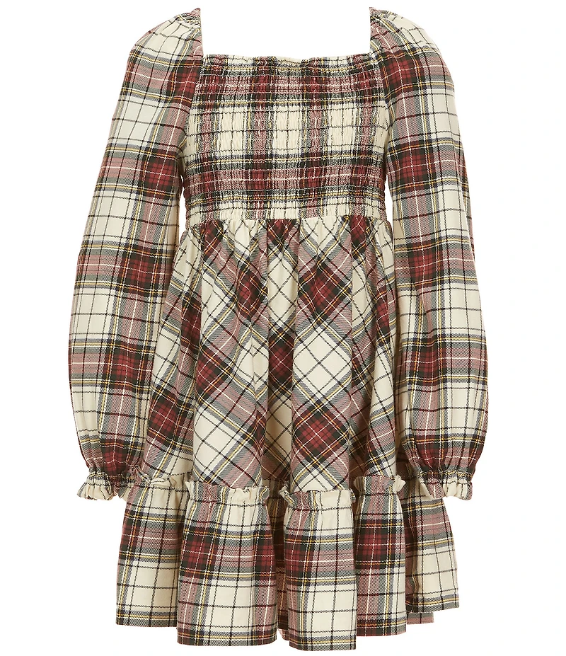 Polo Ralph Lauren Little Girls Long-Sleeve Plaid-Printed A-Line Dress