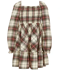 Polo Ralph Lauren Little Girls Long-Sleeve Plaid-Printed A-Line Dress