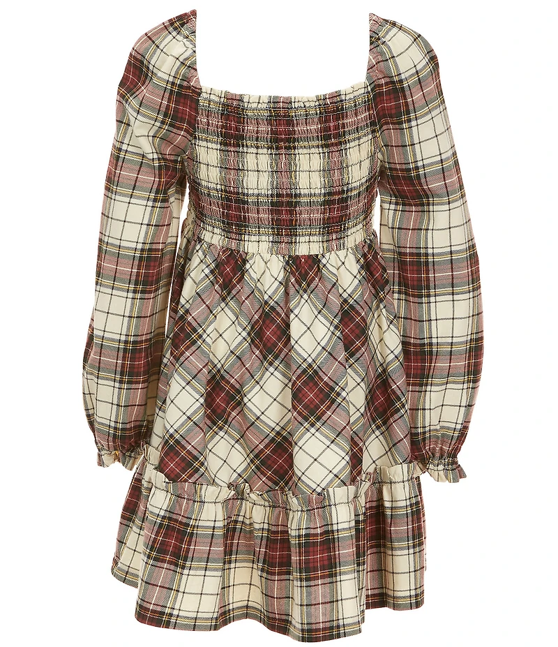 Polo Ralph Lauren Little Girls Long-Sleeve Plaid-Printed A-Line Dress