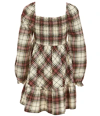 Polo Ralph Lauren Little Girls Long-Sleeve Plaid-Printed A-Line Dress