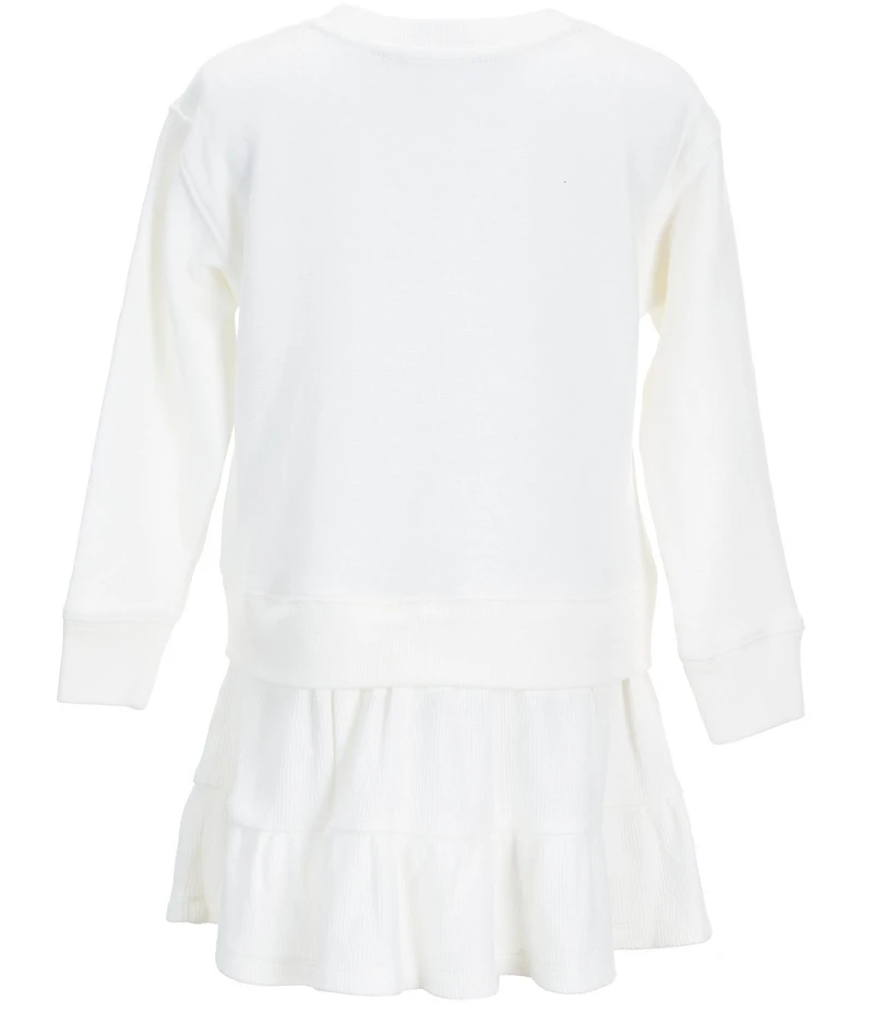 Polo Ralph Lauren Little Girls Long-Sleeve Polo Bear Fleece/Waffle-Knit Dress