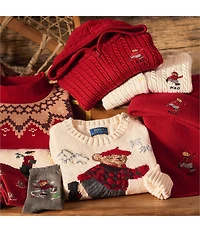 Polo Ralph Lauren Little Girls Long-Sleeve Skating Polo Bear Mini-Cable Cardigan