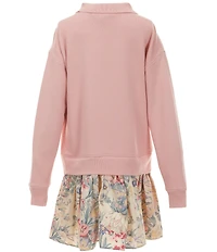Polo Ralph Lauren Little Girls Long-Sleeve Solid Terry/Flora-Printed-Canvas Sweater Dress