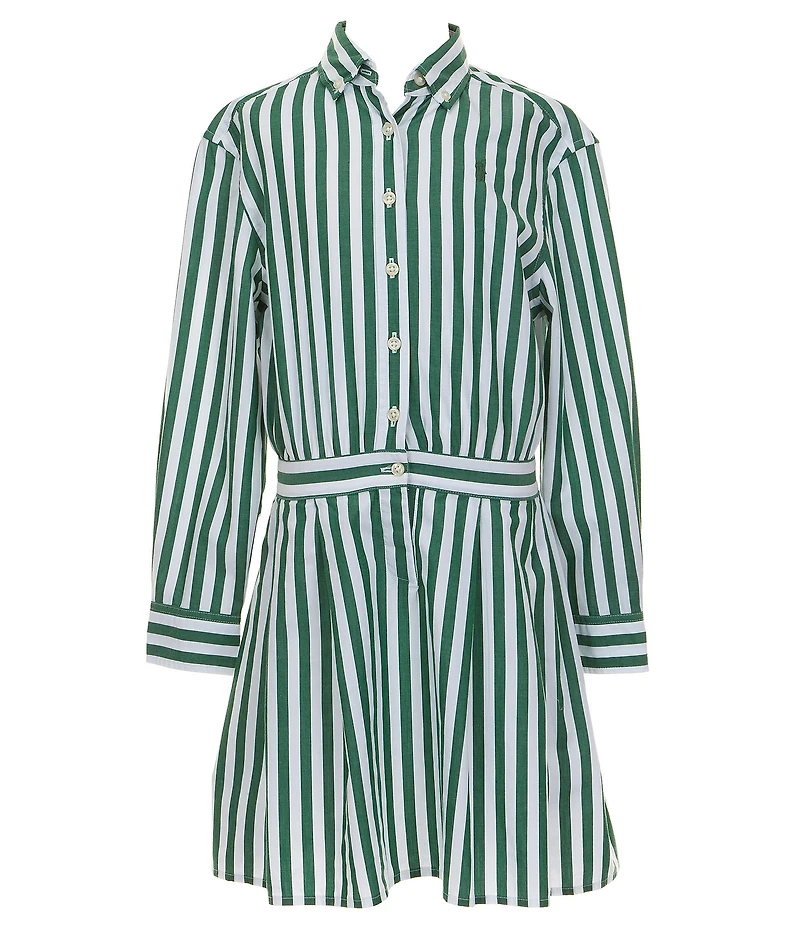 Polo Ralph Lauren Little Girls Long-Sleeve Striped Poplin Shirtdress
