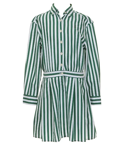 Polo Ralph Lauren Little Girls Long-Sleeve Striped Poplin Shirtdress