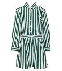 Polo Ralph Lauren Little Girls Long-Sleeve Striped Poplin Shirtdress