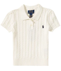 Polo Ralph Lauren Little Girls Puffed Short Sleeve Mini-Cable Cotton Polo Sweater