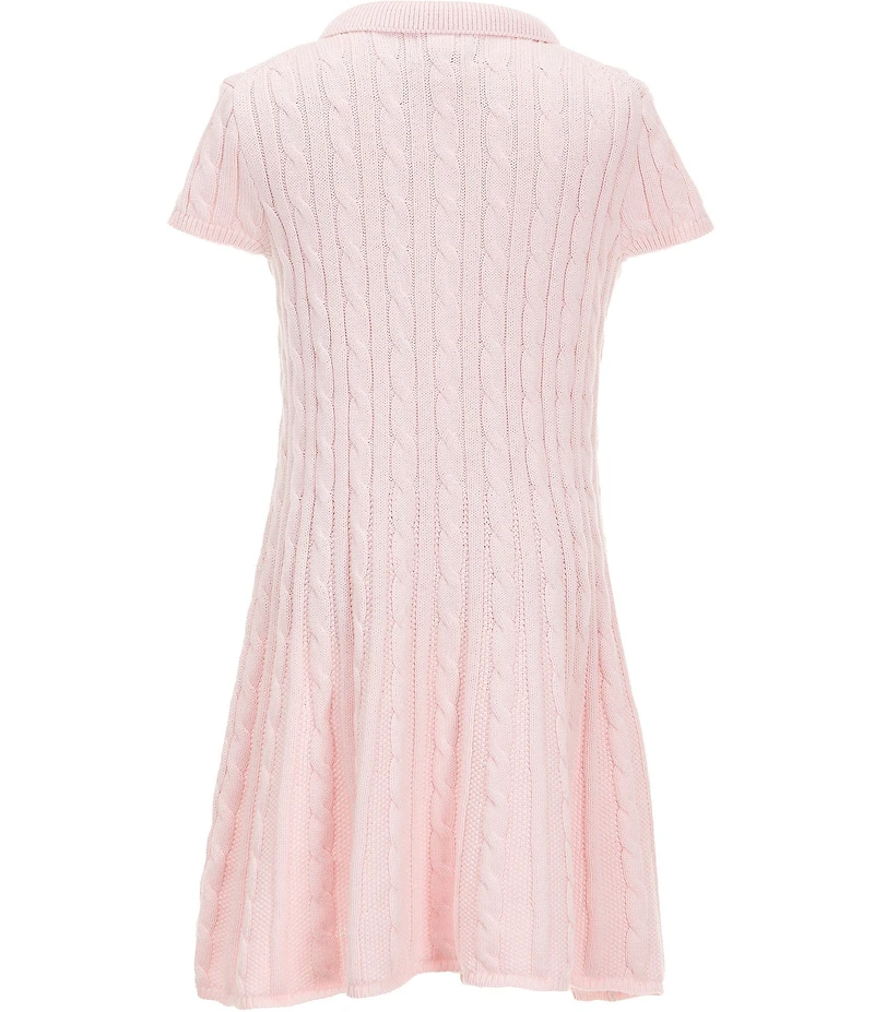 Polo Ralph Lauren Little Girls Puffed-Sleeve Cable-Knit Polo Sweater Dress