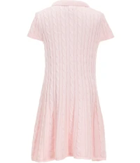 Polo Ralph Lauren Little Girls Puffed-Sleeve Cable-Knit Polo Sweater Dress