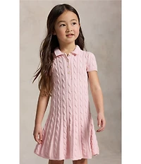 Polo Ralph Lauren Little Girls Puffed-Sleeve Cable-Knit Polo Sweater Dress