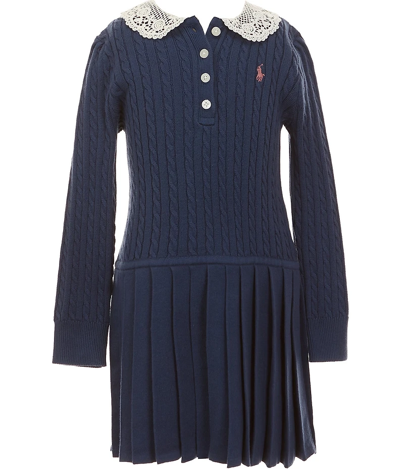 Polo Ralph Lauren Little Girls Puffed-Sleeve Mini-Cable Polo Dress