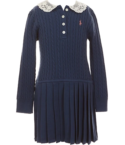 Polo Ralph Lauren Little Girls Puffed-Sleeve Mini-Cable Polo Dress