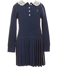 Polo Ralph Lauren Little Girls Puffed-Sleeve Mini-Cable Polo Dress