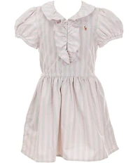 Polo Ralph Lauren Little Girls Puffed Sleeve Ruffle Oxford Shirt Dress