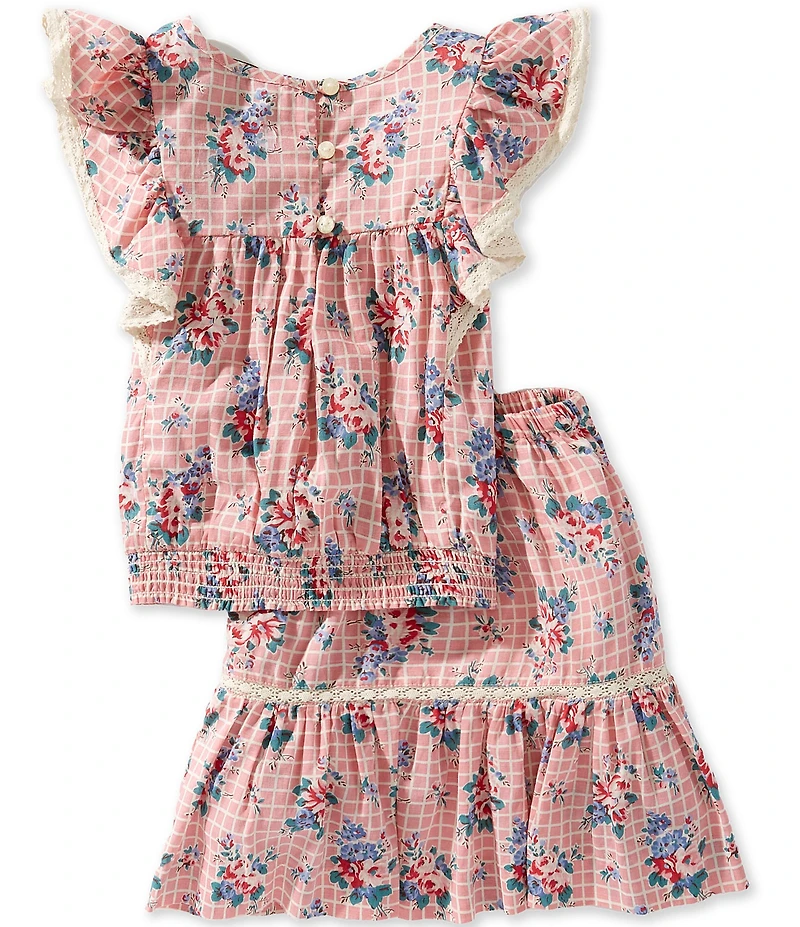 Polo Ralph Lauren Little Girls Ruffled-Short-Sleeve Floral Slub Top & Skirt Set
